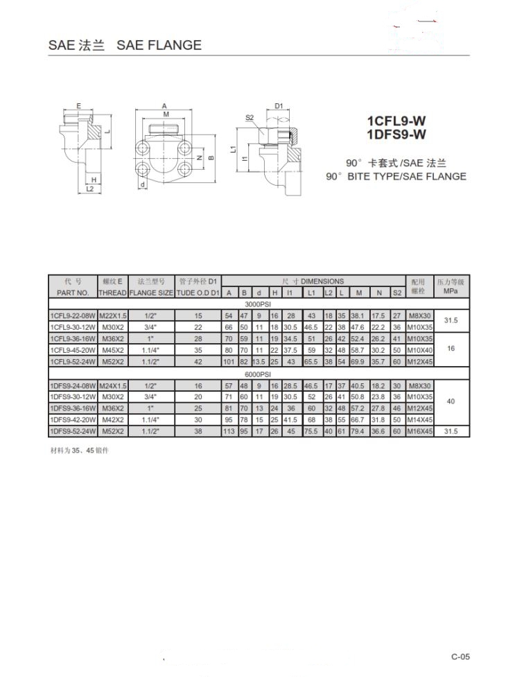 SAE Flange Code 61 62 Elbow DIN Fittings